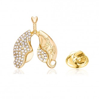 Значок (пин) BROCHE брошь бижутерия Медицина Лёгкие золотистый BRGV114543
