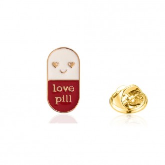 Значок (пин) BROCHE брошь бижутерия Медицина Таблетка Love Pill красный BRGV114555