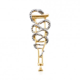 Значок (пин) BROCHE брошь бижутерия Медицина Костыль золотистый BRGV114647