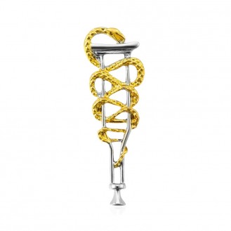 Значок (пин) BROCHE брошь бижутерия Медицина Костыль серебристый BRGV114646