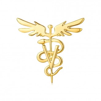 Значок (пин) BROCHE брошь бижутерия Медицина Ветеринария золотистый BRGV114666
