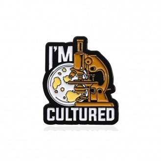 Значок (пин) BROCHE брошь бижутерия Медицина Микроскоп I’m Cultured коричневый BRGV114686