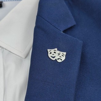 Значок (пин) BROCHE брошь бижутерия Театральные Маски серебристый BRGV114693