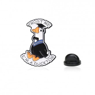 Значок (пин) BROCHE брошь бижутерия Медицина Ветеринар Trust Me, I’m a Ducktor BRGV114699