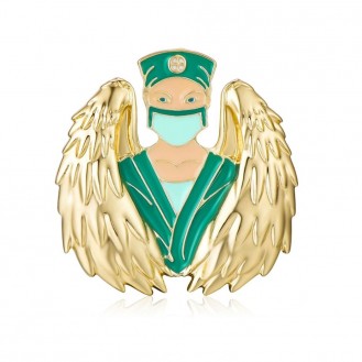Значок (пин) BROCHE брошь бижутерия Ангел Медицины золотистый BRGV114738