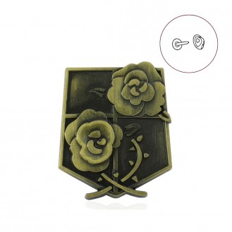Значок (пин) BROCHE брошь бижутерия Аниме Атака Титанов Две розы - Эмблема Гарнизона бронзовый BRGV114760
