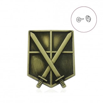 Значок (пин) BROCHE брошь бижутерия Аниме Атака Титанов Перекрещённые мечи - Эмблема Кадетского корпуса бронзовый BRGV114761