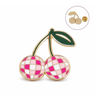 Значок (пин) BROCHE брошь бижутерия Спелые Вишни розовый BRGV114765
