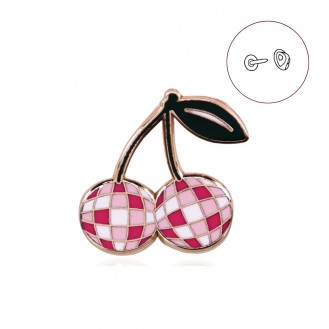 Значок (пин) BROCHE брошь бижутерия Спелые Вишни розовый BRGV114765