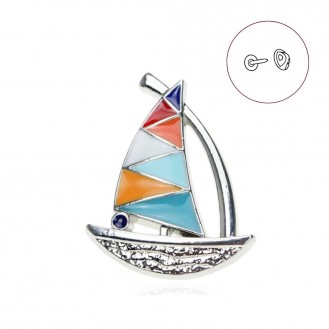 Значок (пин) BROCHE брошь бижутерия Море Яхта разноцветный BRGV114822