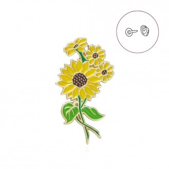Значок (пин) BROCHE брошь бижутерия Цветы Подсолнухи жёлтый BRGV114803
