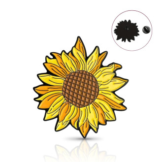 Значок (пин) BROCHE брошь бижутерия Цветы Подсолнух жёлтый BRGV114804