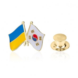 Значок (пин) BROCHE брошь бижутерия Флаги Украина-Южная Корея разноцветный BRGV114810
