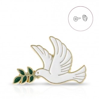 Значок (пин) BROCHE брошь бижутерия Голубь мира белый BRGV114827