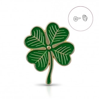 Значок (пин) BROCHE брошь бижутерия Растения Клевер зелёный BRGV114828