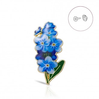 Значок (пин) BROCHE брошь бижутерия Цветы Незабудки синий BRGV114833