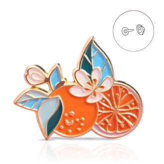 Значок (пин) BROCHE брошь бижутерия Фрукты Апельсины оранжевый BRGV114834