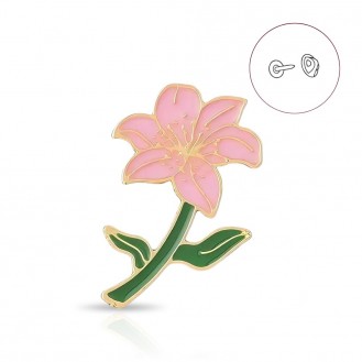 Значок (пин) BROCHE брошь бижутерия Цветы Лилия розовый BRGV114830