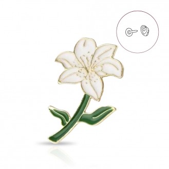 Значок (пин) BROCHE брошь бижутерия Цветы Лилия белый BRGV114837