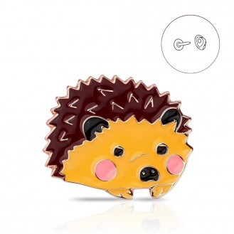Значок (пин) BROCHE брошь бижутерия Животные Ёжик коричневый BRGV114856