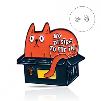 Значок (пин) BROCHE брошь бижутерия Животные Кот в коробке No desire to fit in BRGV114858