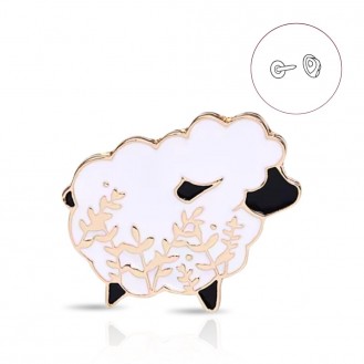 Значок (пин) BROCHE брошь бижутерия Животные Овечка белый BRGV114859