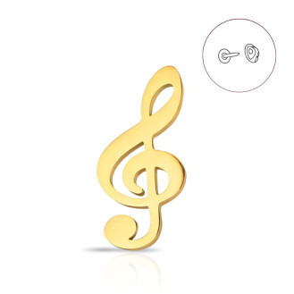 Значок (пин) BROCHE брошь бижутерия Музыка Скрипичный ключ золотистый BRGV114899