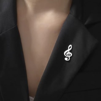Значок из стали BROCHE брошь бижутерия Музыка Скрипичный ключ серебристый BRGV114900