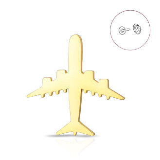 Значок (пин) BROCHE брошь бижутерия Техника Самолёт золотистый BRGV114902