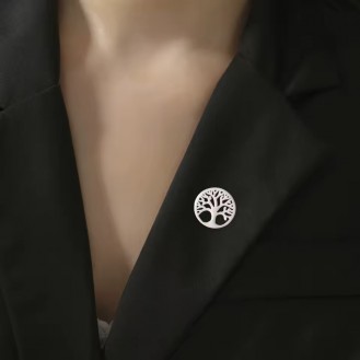 Значок (пин) BROCHE брошь бижутерия Дерево Жизни серебристый BRGV114906