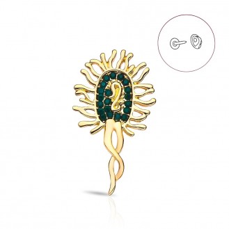 Значок (пин) BROCHE брошь бижутерия Медицина Бактерия золотистый BRGV114910