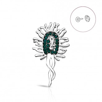 Значок (пин) BROCHE брошь бижутерия Медицина Бактерия серебристый BRGV114911
