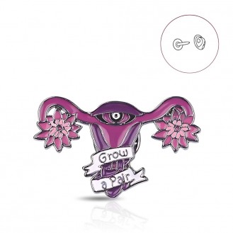Брошь-значок BROCHE бижутерия Медицина Матка Grow a pair фиолетовая BRGV114914