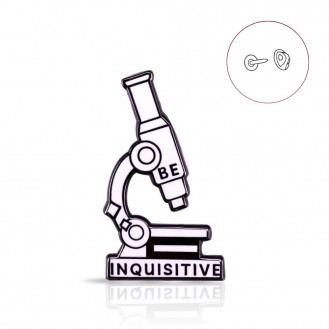 Брошь-значок BROCHE бижутерия Медицина Микроскоп Be inquisitive белый BRGV114915