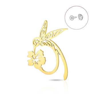 Значок из стали BROCHE брошь бижутерия Птицы Колибри золотистый BRGV114926
