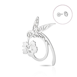 Значок из стали BROCHE брошь бижутерия Птицы Колибри серебристый BRGV114925