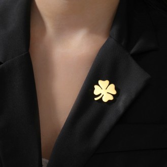 Значок из стали BROCHE брошь бижутерия Растения Клевер золотистый BRGV114927