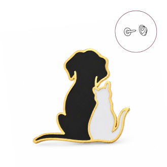 Брошь-значок BROCHE бижутерия Животные Пёс и Кот BRGV114937