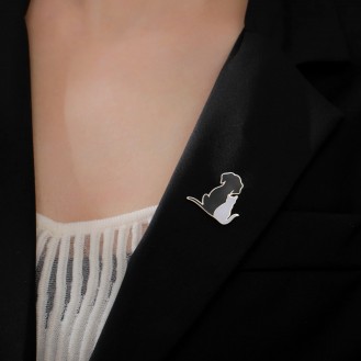 Брошь-значок BROCHE бижутерия Животные Пёс и Кот BRGV114936