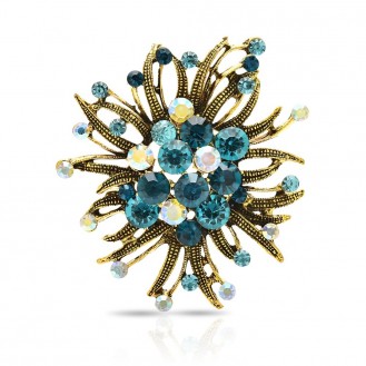 Брошь BROCHE бижутерия с кристаллами Авангард голубая BRBF114940