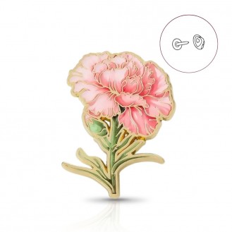 Брошь-значок BROCHE бижутерия Цветы Акварель Гвоздика розовая BRGV115055