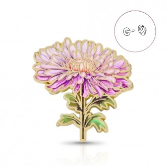 Брошь-значок BROCHE бижутерия Цветы Акварель Хризантема фиолетовая BRGV115048
