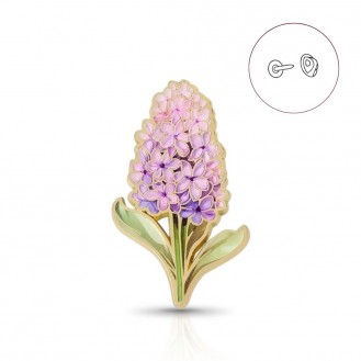 Брошь-значок BROCHE бижутерия Цветы Акварель Гиацинт фиолетовая BRGV115053