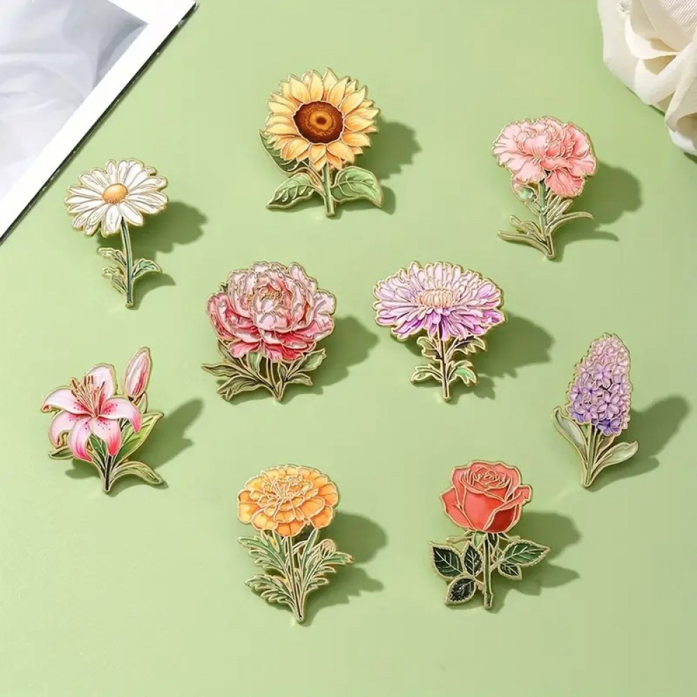 Фото 1Комплект значков BROCHE брошки бижутерия Цветы Акварель разноцветный BRGV115047