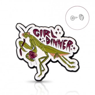 Брошь-значок BROCHE бижутерия Насекомые Girl Dinner с богомолом зелёная BRGV115063