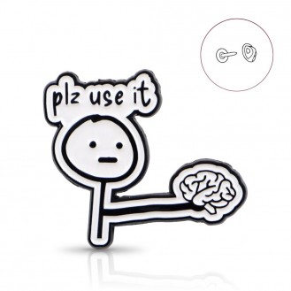 Значок BROCHE брошь бижутерия Медицина Plz use it Мозг белый BRGV115064