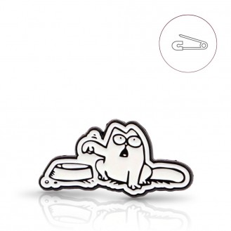 Акриловый значок BROCHE брошь бижутерия Животные Кот у миски белый BRBF115097