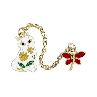 Двойной значок BROCHE брошь бижутерия Животные Кошка со стрекозой BRGV115410