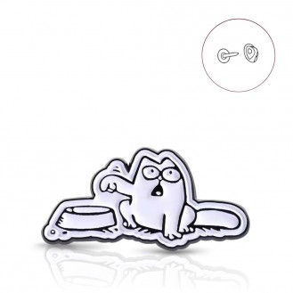 Брошь-значок BROCHE бижутерия Животные Голодный Кот у миски BRGV115112