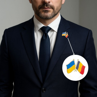 Значок (пин) BROCHE брошь бижутерия Флаги Украина-Румыния BRGV115121
